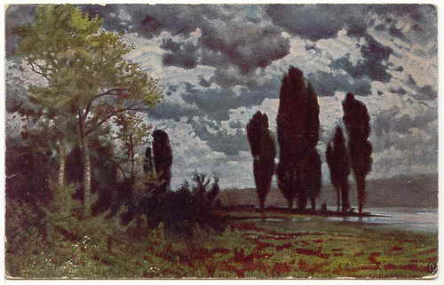 vergrößern: Bildseite historische Ansichtskarte von 1917: Deutsche Kunst: Dämmerung::