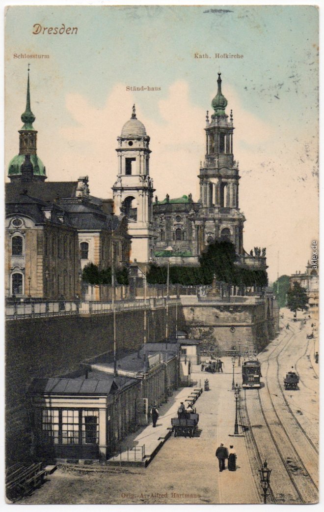 vergrößern: Bildseite historische Ansichtskarte von 1907: Dresden:: Innere Altstadt-Dresden