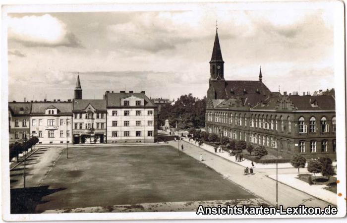zoom: Image side vintage Postcard from 1936: Marktplatz - Foto AK:: Novy Bohumin-Bohumin