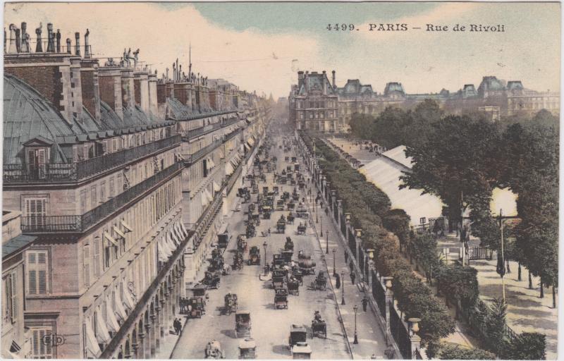 vergrößern: Bildseite historische Ansichtskarte von 1913: Rivoli-Straße:: Paris