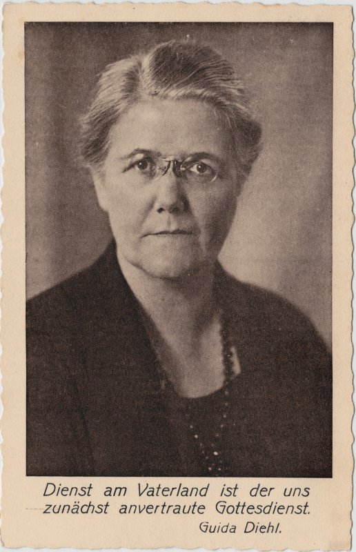 vergrößern: Bildseite historische Ansichtskarte von 1934: Portrait von Guida Diehl (dt. Pädagogin und Gründerin des Neulandbundes)::
