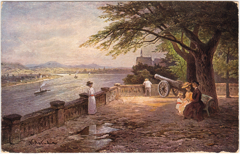 zoom: Image side vintage Postcard from 1914: Der alte Zoll Künstlerkarte:: Bonn