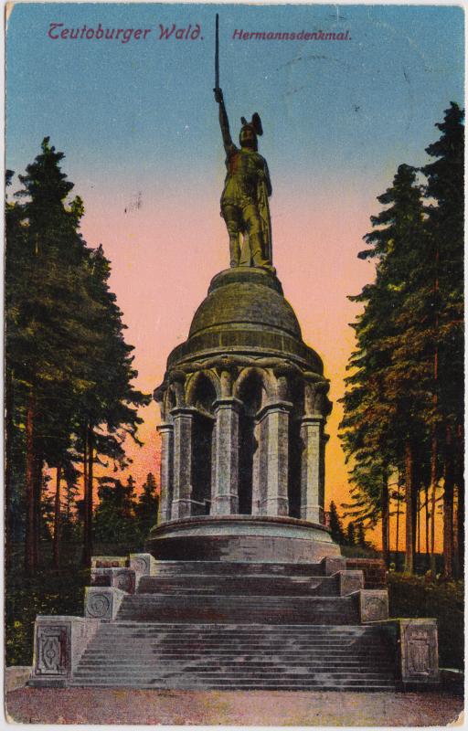 vergrößern: Bildseite historische Ansichtskarte von 1924: Hermannsdenkmal - Teutoburger Wald :: Hiddesen-Detmold