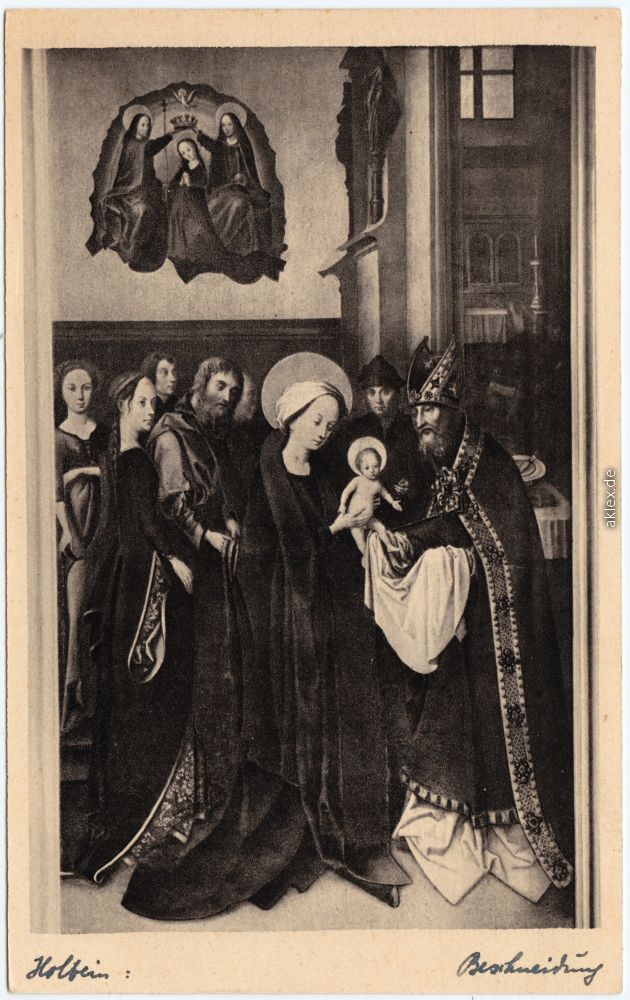 vergrößern: Bildseite historische Ansichtskarte von 1932: Hohlbein d. Aeltere: Beschneidung Christi - Augsburger Dom::