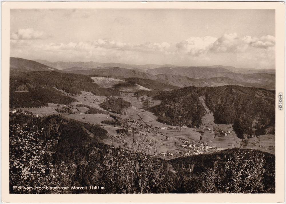 vergrößern: Bildseite historische Ansichtskarte von 1963: Blick vom Hochblauen:: Malsburg-Marzell