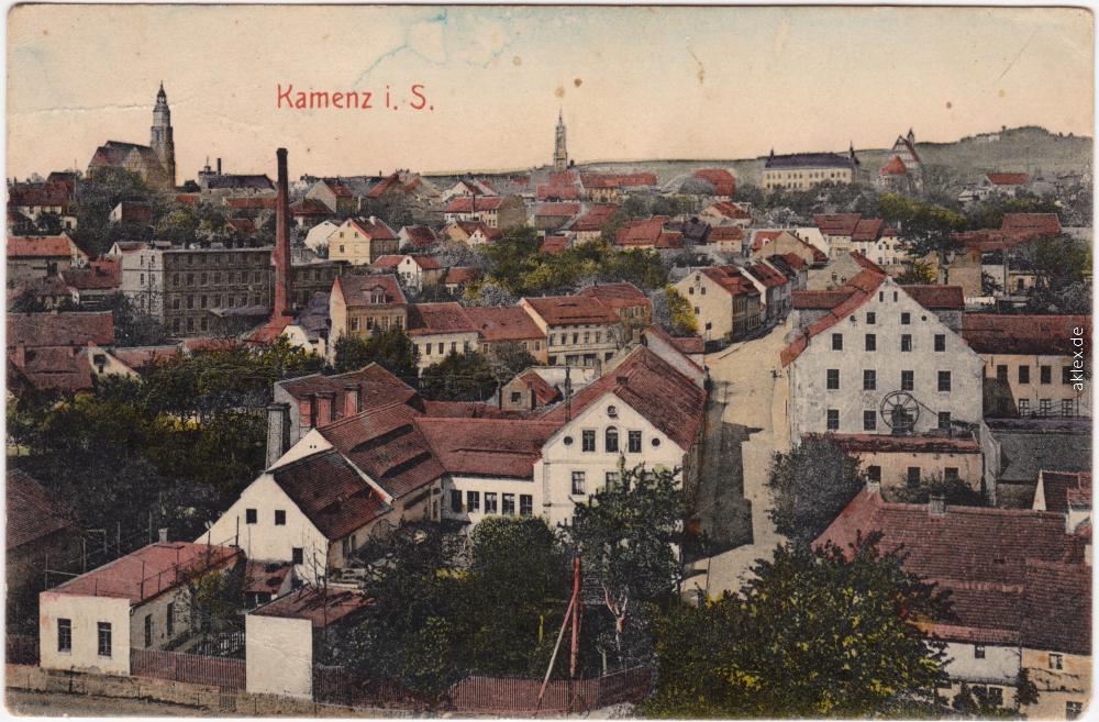 zoom: Image side vintage Postcard from 1912: Straßenblick - Totale:: Kamenz