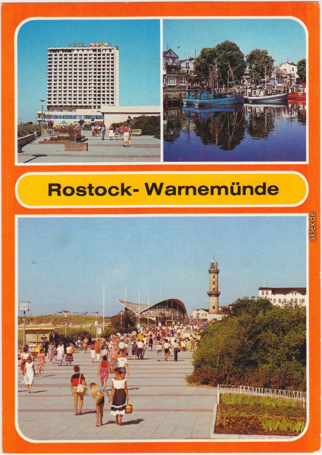 vergrößern: Bildseite historische Ansichtskarte von 1986: Hotel "Neptun", Am Alten Strom, Strandpromenade:: Warnemünde-Rostock