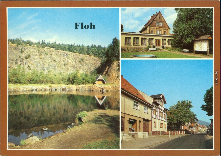 vergrößern: Bildseite historische Ansichtskarte von 1982: Bergsee am Höhnberg, Platz der Jungen Pioniere, Ortsmotiv:: Floh-Floh-Seligenthal