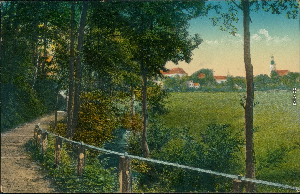 vergrößern: Bildseite historische Ansichtskarte von 1915: Promenade an der Stadt:: Königsbrück