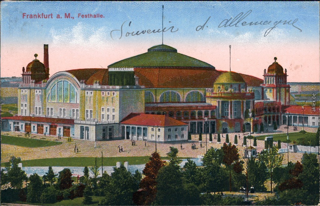 zoom: Image side vintage Postcard from 1916: Festhalle - Coloriert:: Frankfurt am Main
