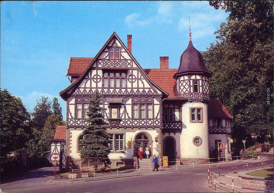 zoom: Image side vintage Postcard from 1977: Postamt:: Bad Liebenstein