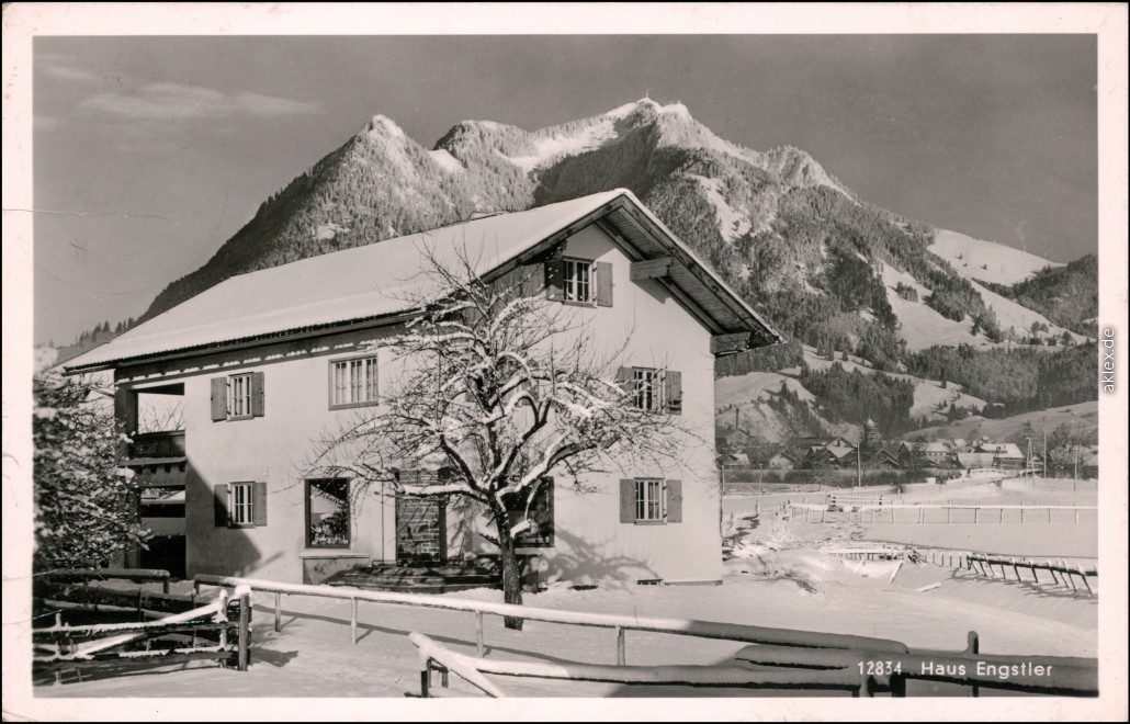 vergrößern: Bildseite historische Ansichtskarte von 1940: Haus Engstler:: Ofterschwang