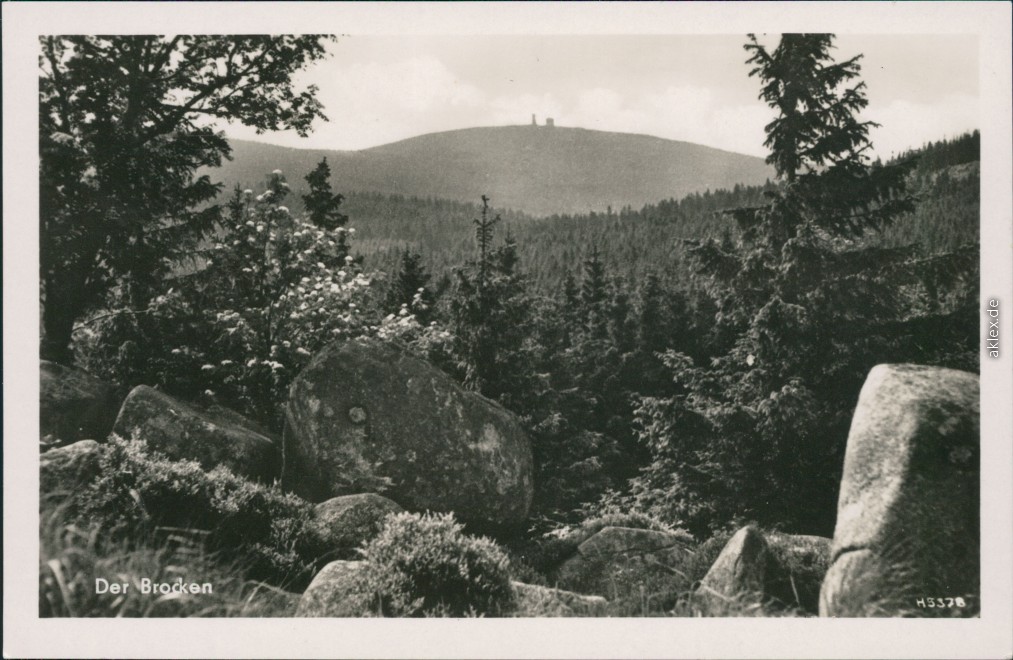 zoom: Image side vintage Postcard from 1955: Brocken - Panorama:: Wernigerode