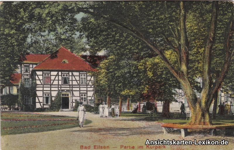 vergrößern: Bildseite historische Ansichtskarte von 1918: Partie am Kurpark:: Bad Eilsen