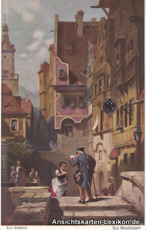 Der Brieftr Ger Gem Lde Ak Carl Spitzweg Vintagepostcards Archive