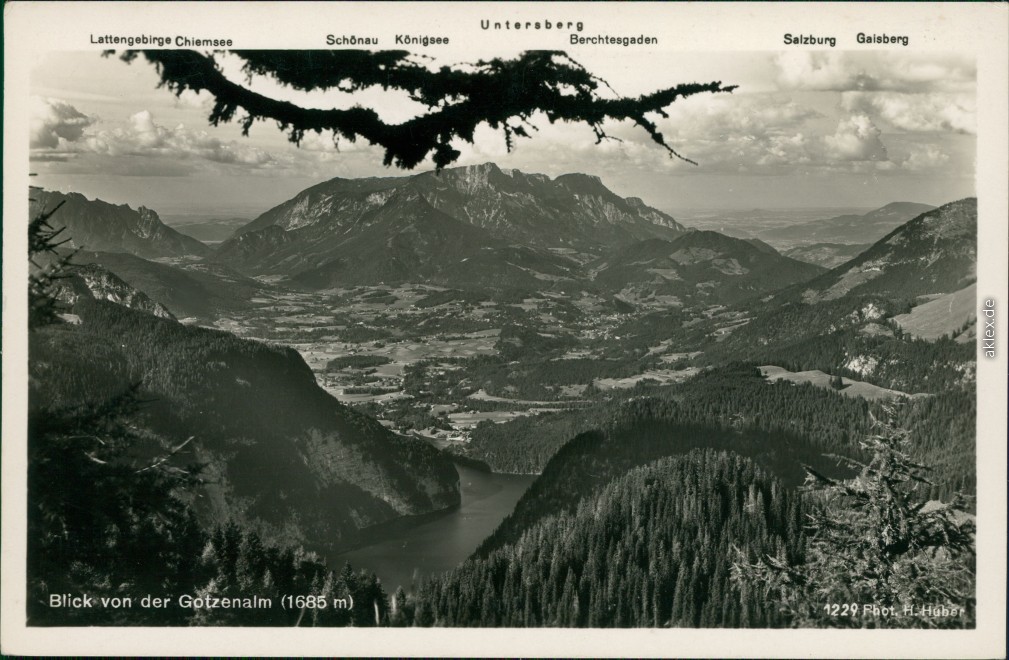 zoom: Image side vintage Postcard from 1935: Gotzenalm (Berg, Berchtesgaden):: Berchtesgaden