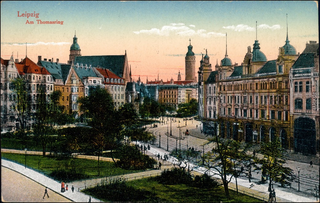 vergrößern: Bildseite historische Ansichtskarte von 1916: Am Thomasring:: Zentrum-Nord-Leipzig