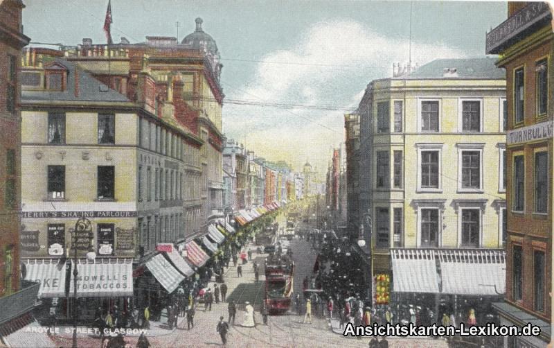 vergrößern: Bildseite historische Ansichtskarte von 1915: Argyle Street:: Glasgow