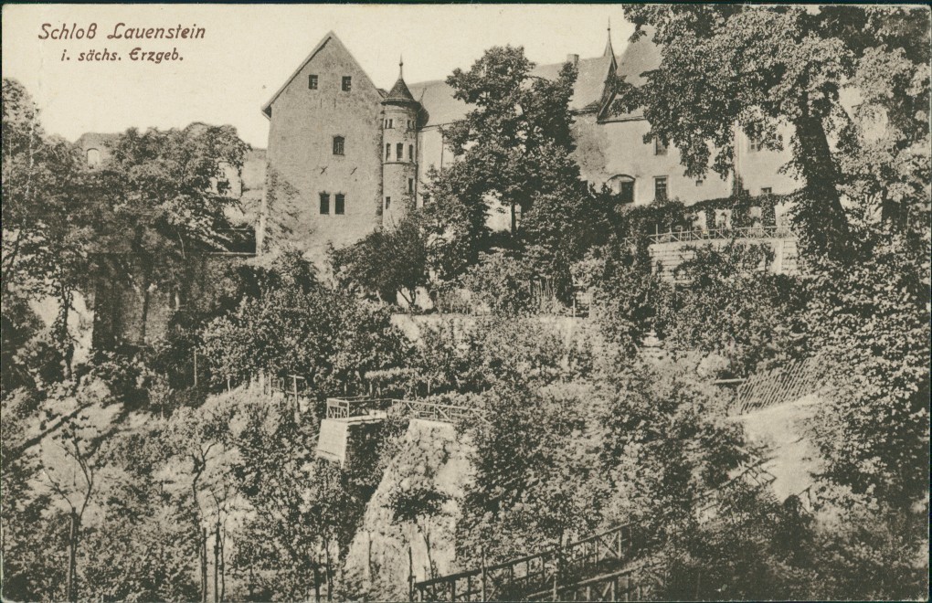 zoom: Image side vintage Postcard from 1920: Schloß Lauenstein:: Lauenstein-Altenberg (Saxony)