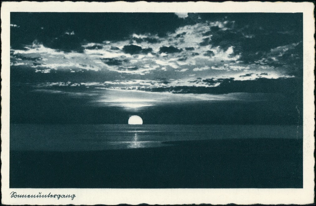 zoom: Image side vintage Postcard from 1928: Sonnenuntergang:: Ustronie Morskie