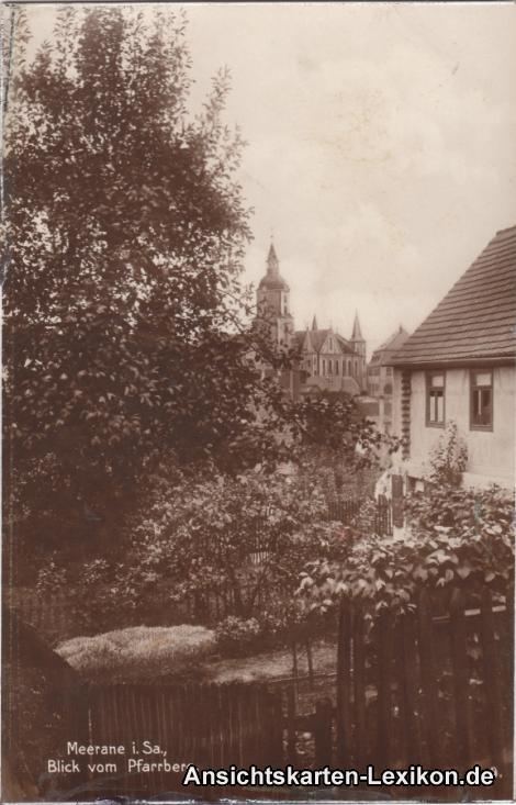zoom: Image side vintage Postcard from 1928: Blick vom Pfarrberg - Foto AK:: Meerane