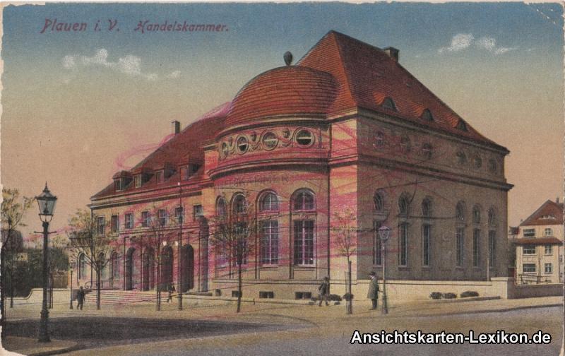 zoom: Image side vintage Postcard from 1914: Handelskammer:: Plauen