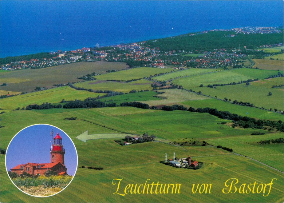zoom: Image side vintage Postcard from 2000: Leuchturm Luftbild:: Bastorf