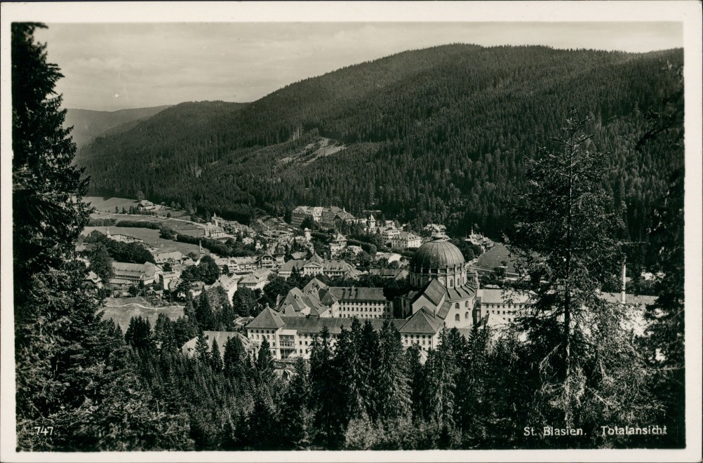 zoom: Image side vintage Postcard from 1940: Panorama-Ansicht Totalansicht Schwarzwald Ort:: St. Blasien