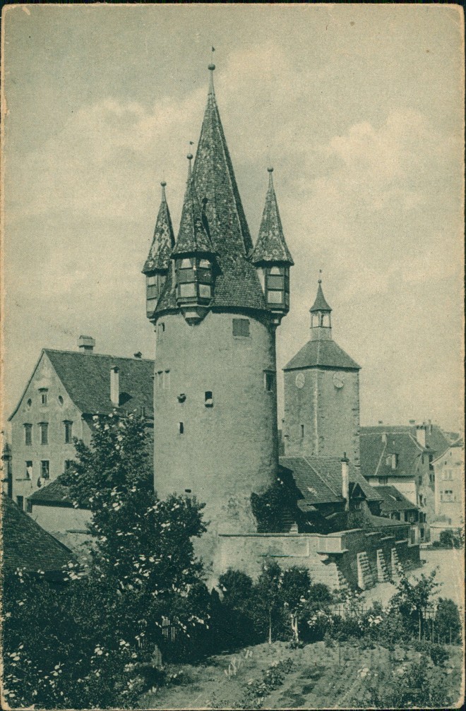 zoom: Image side vintage Postcard from 1920: Partie mit Peterskirche Diebsturm:: Lindau (Bodensee)