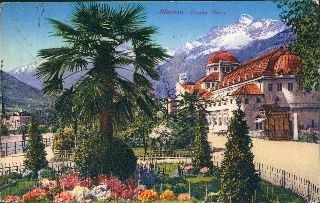 zoom: Image side vintage Postcard from 1928: Casino Nuovo:: Merano