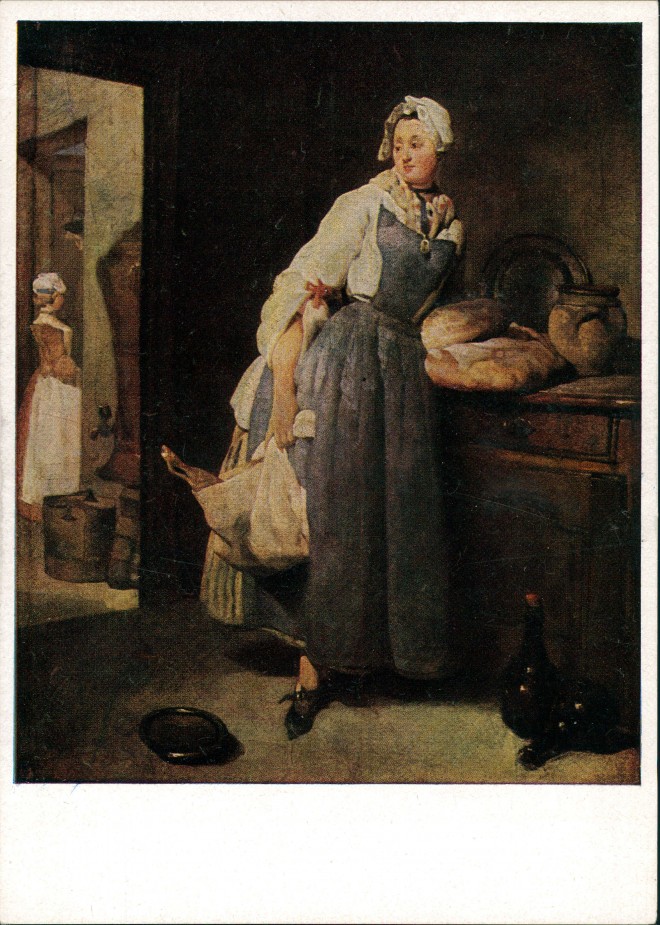 zoom: Image side vintage Postcard from 1930: Yean-Baptiste Simeon Chardin Die Köchin BRUCKMANNS BILDKARTE NR. 120::