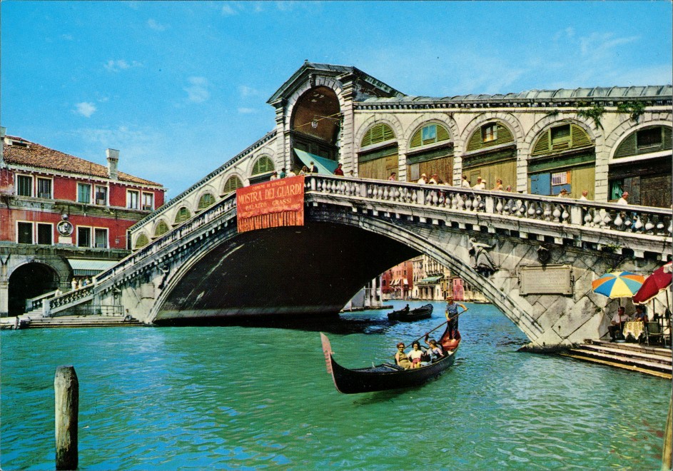vergrößern: Bildseite historische Ansichtskarte von 1975: Ponte di Rialto Pont de Rialto Rialto Bridge:: Venedig