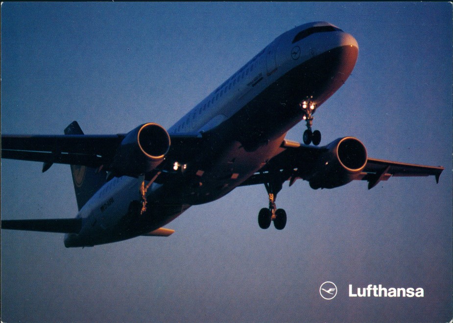 vergrößern: Bildseite historische Ansichtskarte von 1993: Lufthansa Airbus A320-200 Flugwesen - Flugzeuge::
