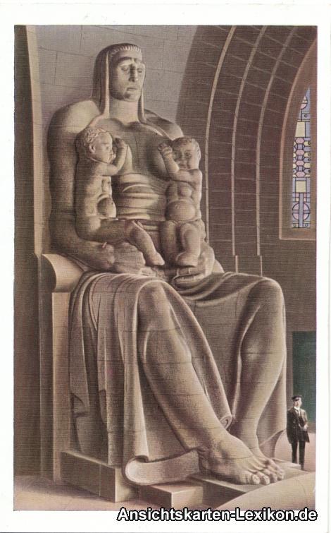 vergrößern: Bildseite historische Ansichtskarte von 1929: Völkerschlachtdenkmal - Die deutsche Volkskraft im Ruhmesmale:: Leipzig