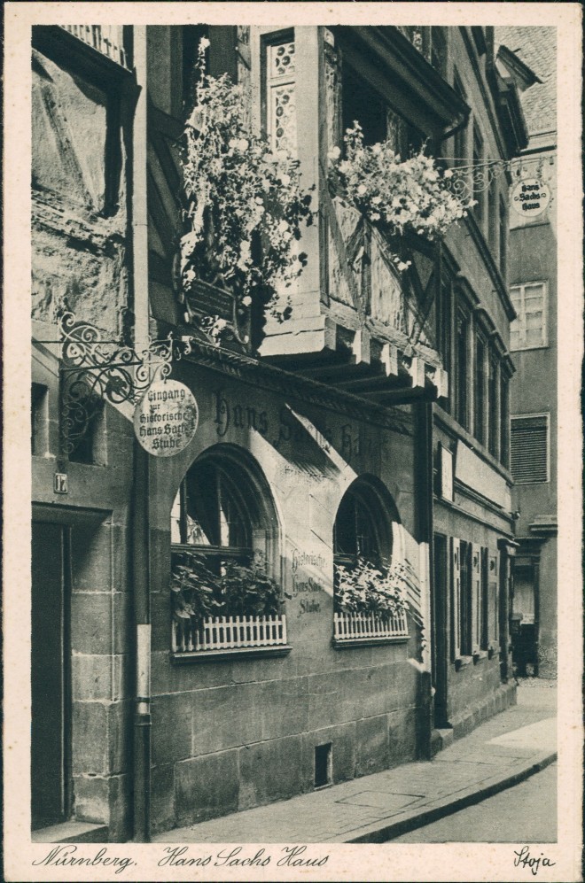vergrößern: Bildseite historische Ansichtskarte von 1932: Hans Sachs Haus:: Nürnberg
