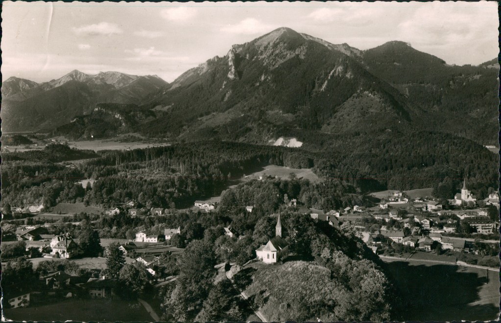 vergrößern: Bildseite historische Ansichtskarte von 1965: Umland-Ansicht Achental mit Breitenstein:: Marquartstein