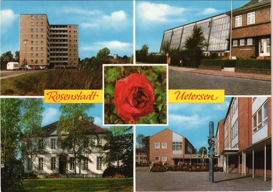 vergrößern: Bildseite historische Ansichtskarte von 1972: MN: Halle, Hochhaus, etc:: Uetersen