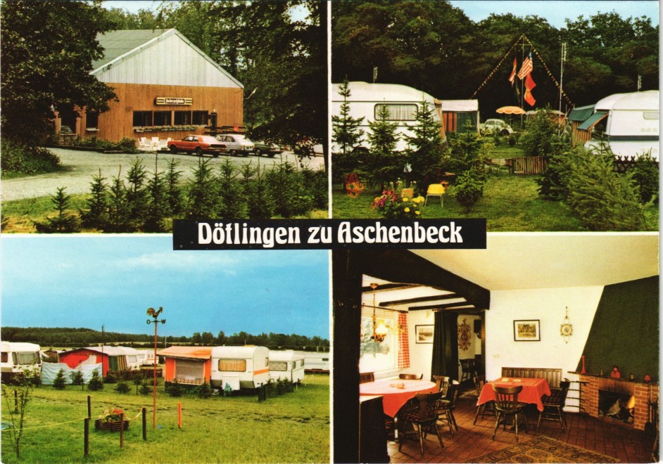 zoom: Image side vintage Postcard from 1980: Freizeit-, Erholungs- und Campinggebiet Döttlingen zu Aschenbeck:: Aschenbeck