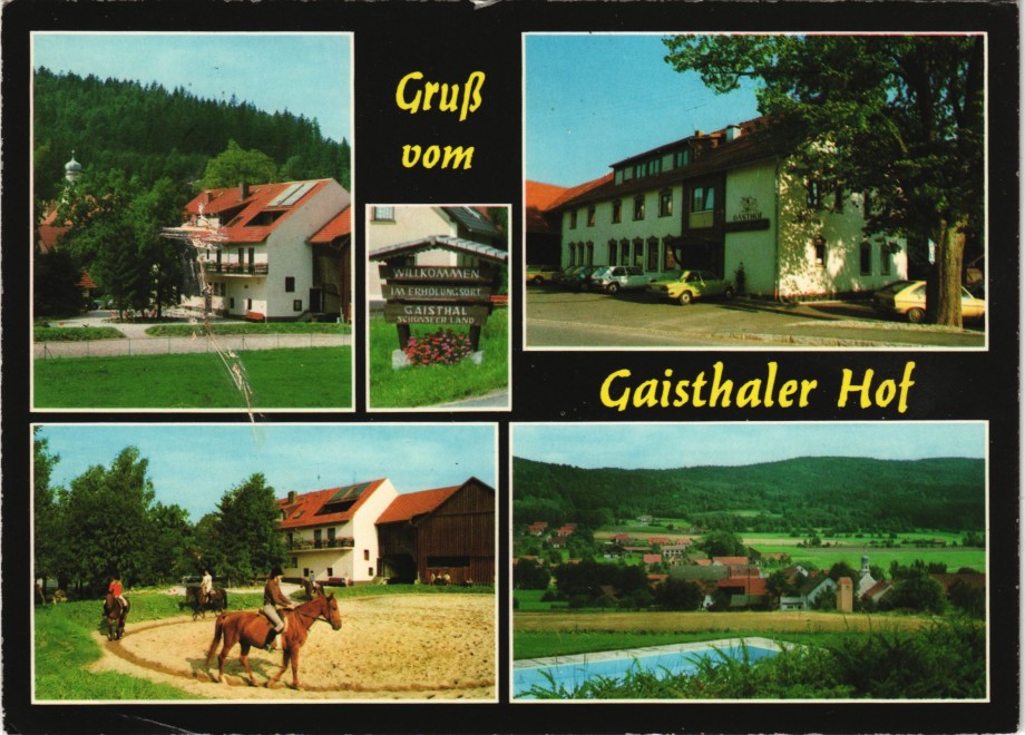 zoom: Image side vintage Postcard from 1986: Gaisthal-Ansicht Gruss v.d. Pension Gaisthaler Hof:: Gaisthal-Schönsee