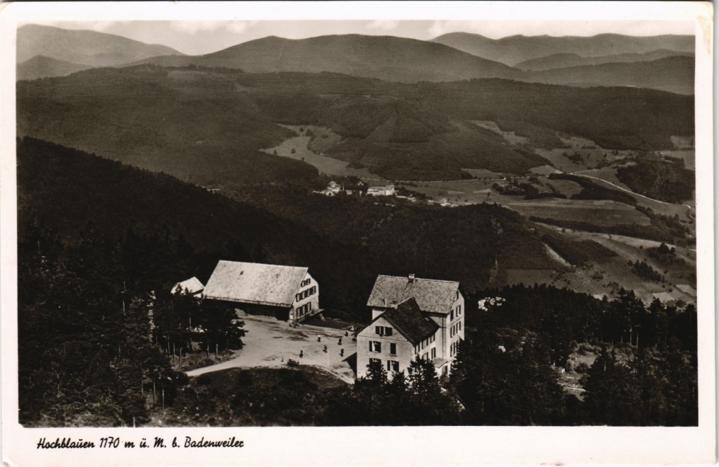 zoom: Image side vintage Postcard from 1955: Hochblauen Blick auf Hotel (Badenweiler):: Malsburg-Marzell
