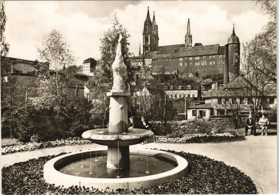 zoom: Image side vintage Postcard from 1971: Partie am Kaendlerbrunnen DDR AK:: Meissen