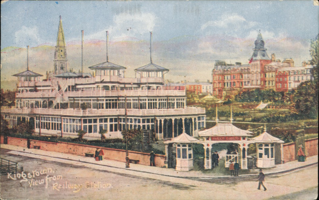 zoom: Image side vintage Postcard from 1913: View from Railway Station:: Kingstown ( St. Vincent und die Grenadinen)