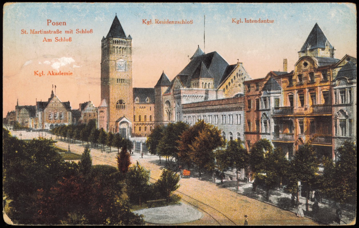 zoom: Image side vintage Postcard from 1918: St. Martinstraße:: Poznań