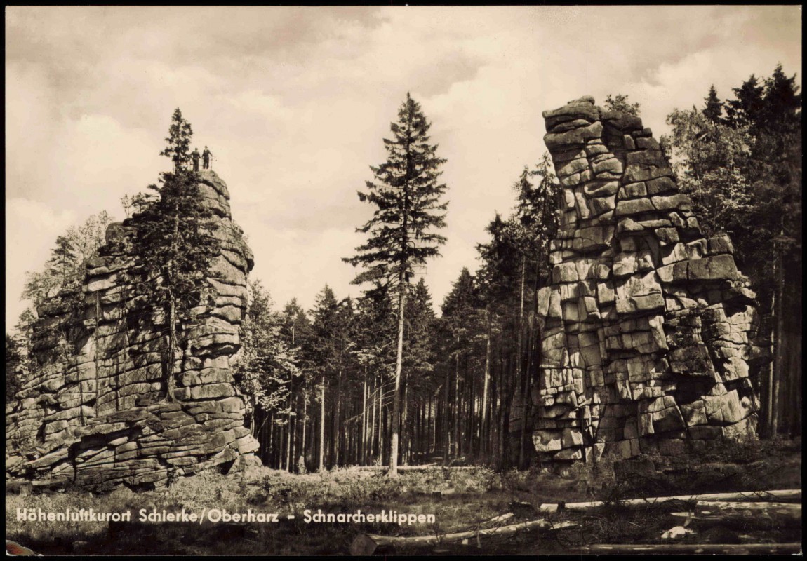 zoom: Image side vintage Postcard from 1971: Schnarcherklippen im Oberharz Harz:: Schierke