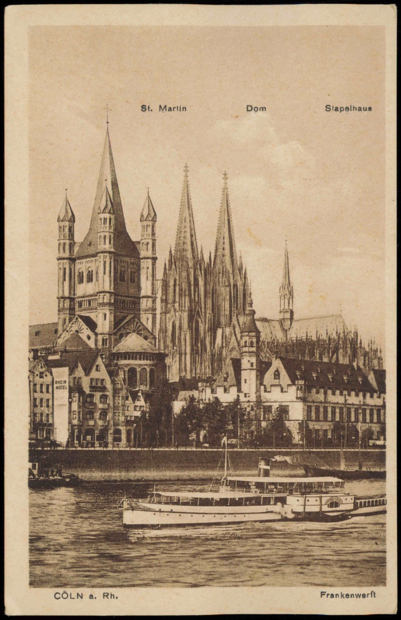 Frankenwerft Fernansicht Dom Stapelhaus St Martin Kirche Köln