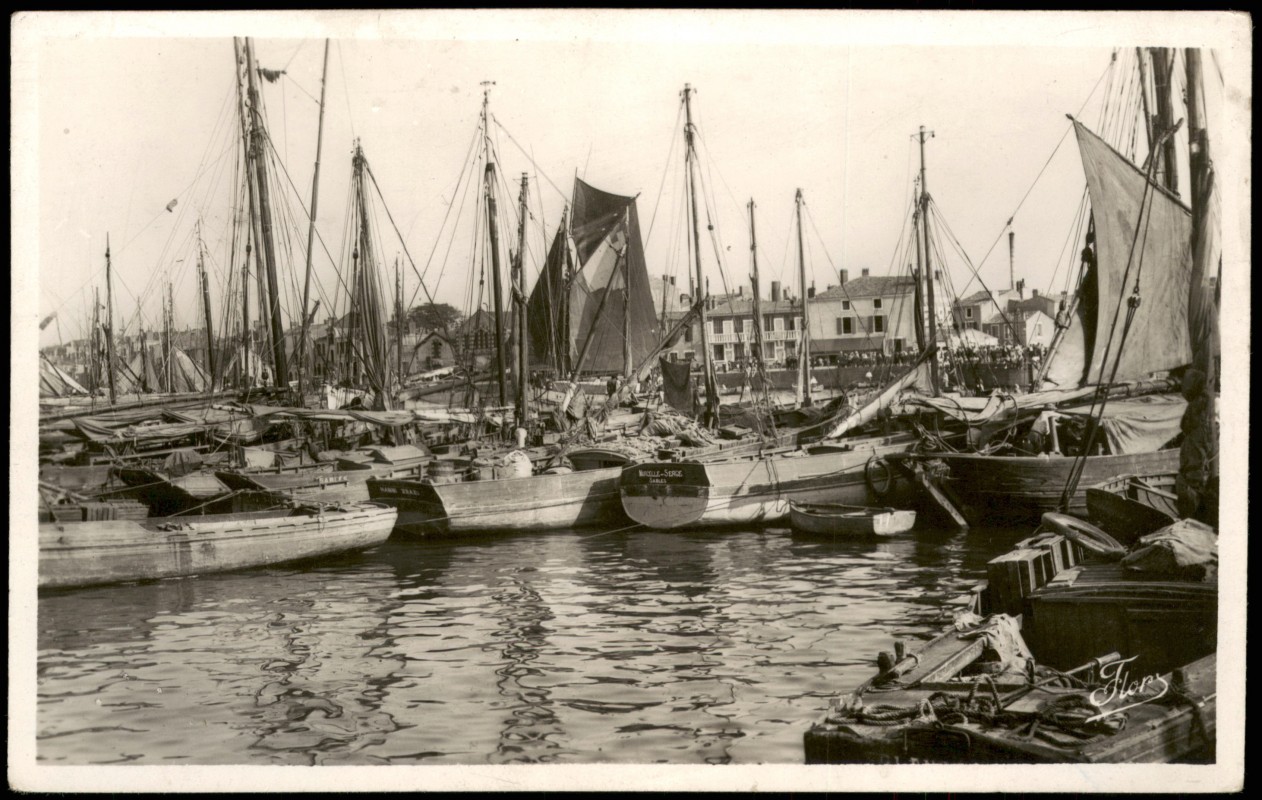 zoom: Image side vintage Postcard from 1962: Hafen Segelboote:: Les Sables-d