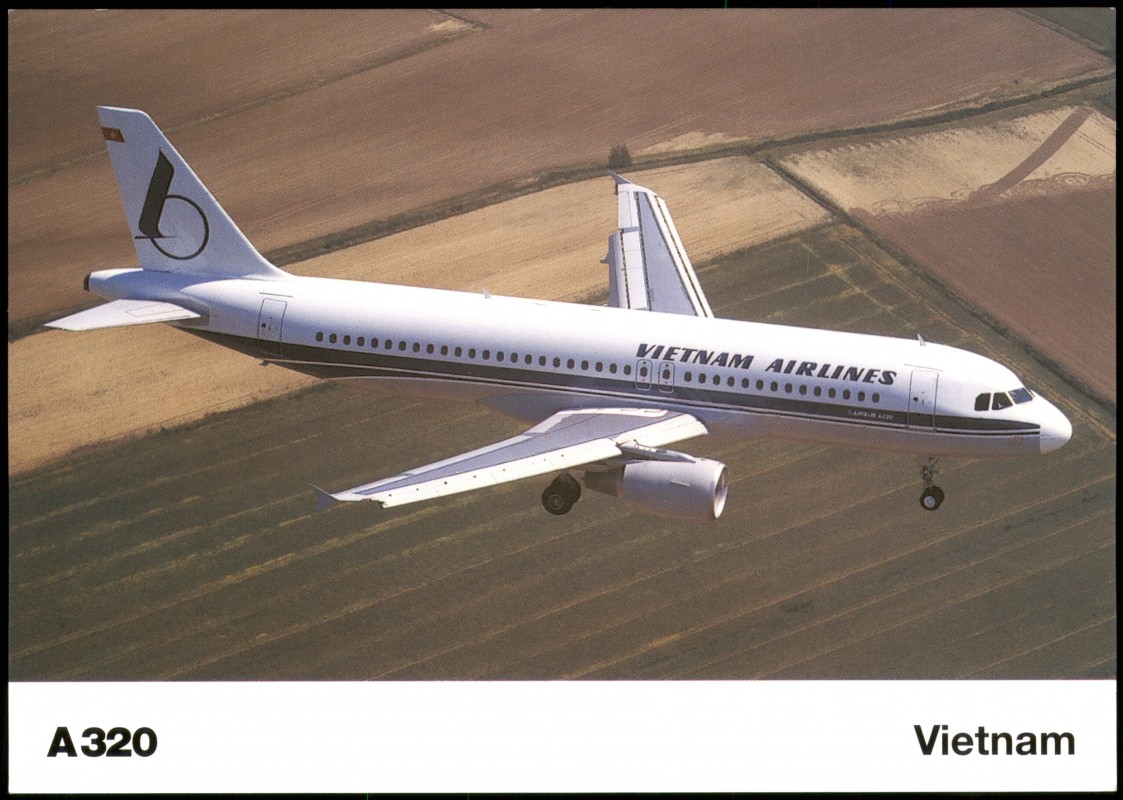 vergrößern: Bildseite historische Ansichtskarte von 2002: VIETNAM AIRLINES A320 Flugzeug Airplane Avion::
