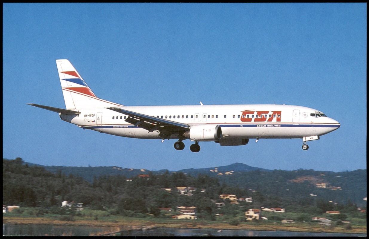 vergrößern: Bildseite historische Ansichtskarte von 2001: CZECH AIRLINES Boeing 737-4YO Flugzeug Airplane Avion::