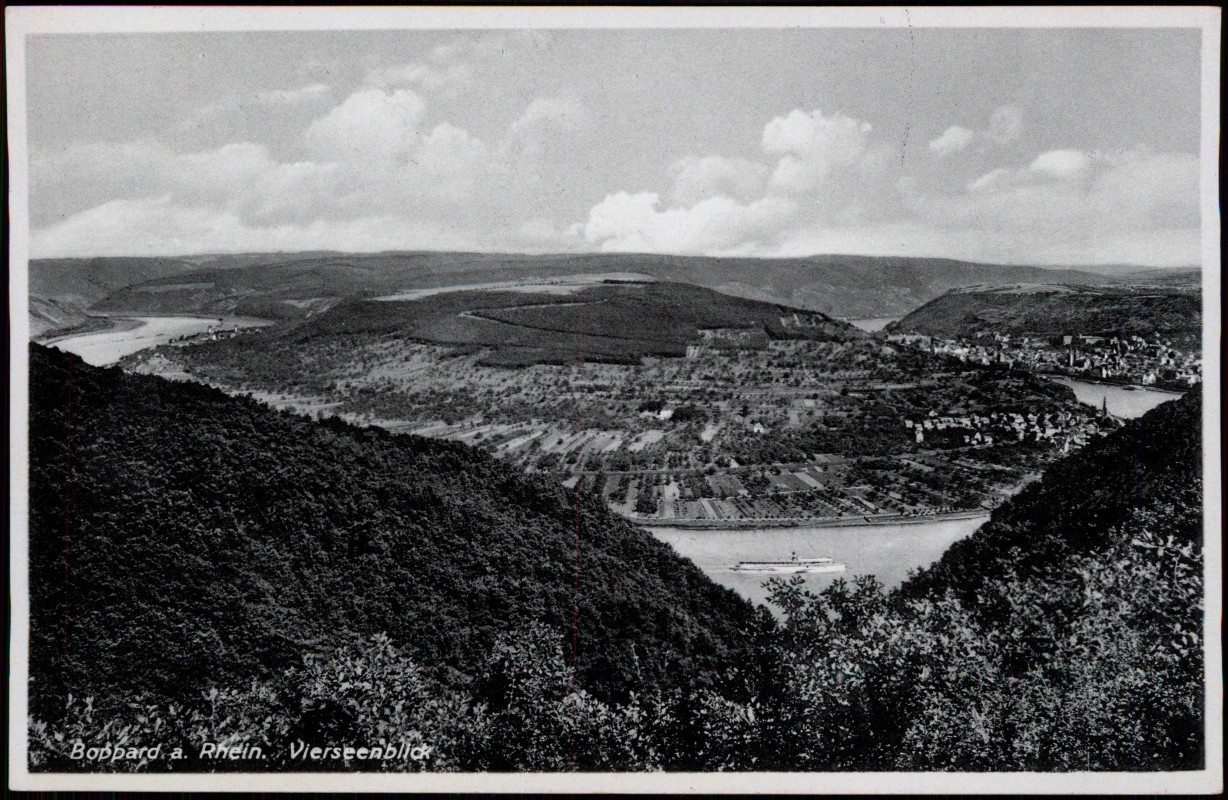 zoom: Image side vintage Postcard from 1930: Panorama-Ansicht, Viersenblick:: Boppard