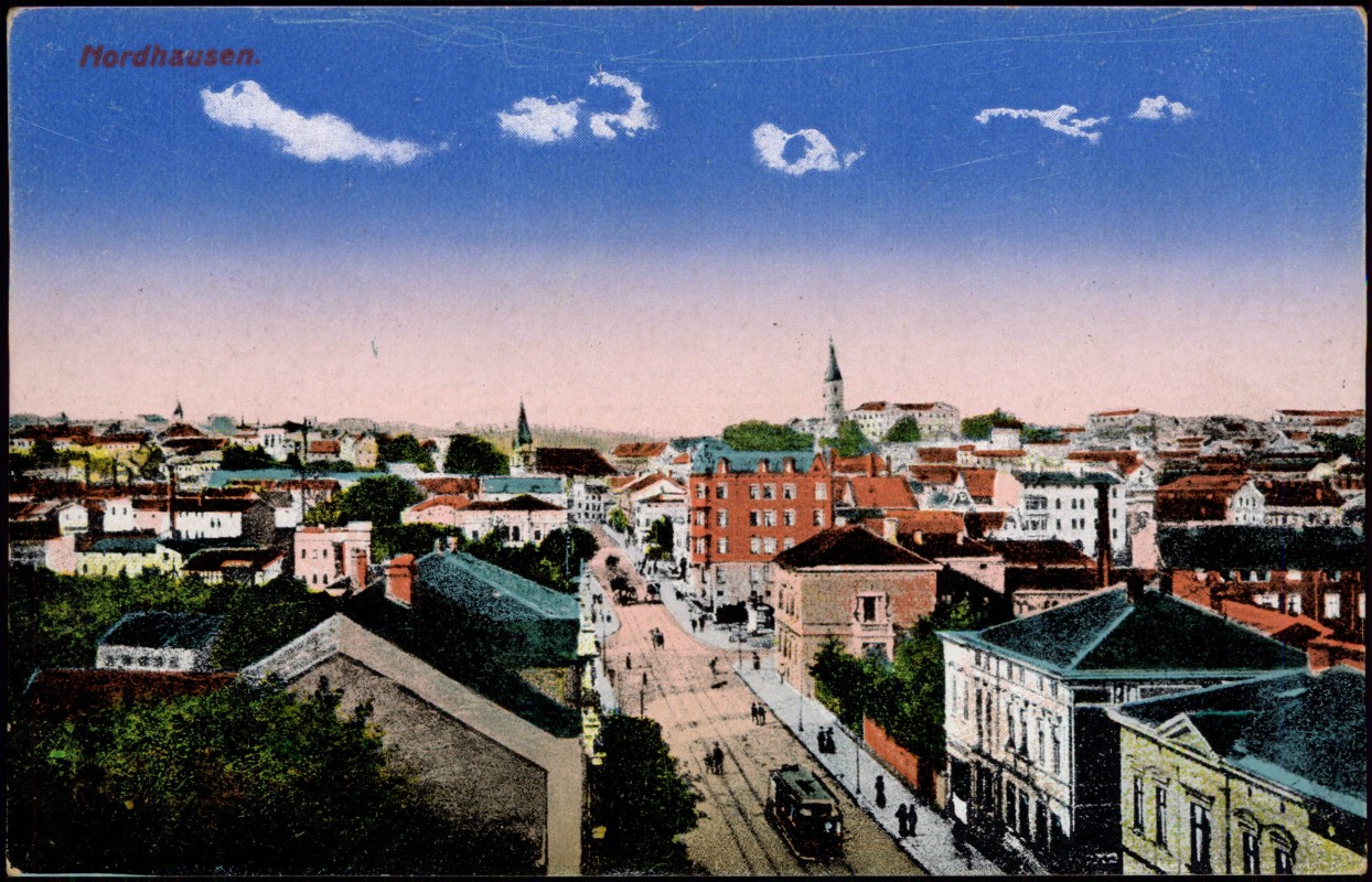zoom: Image side vintage Postcard from 1912: Straßenblick:: Nordhausen